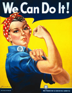 J. Howard Miller poster of "Rosie the Riveter" used by the War Production Co-ordinating Committee.
