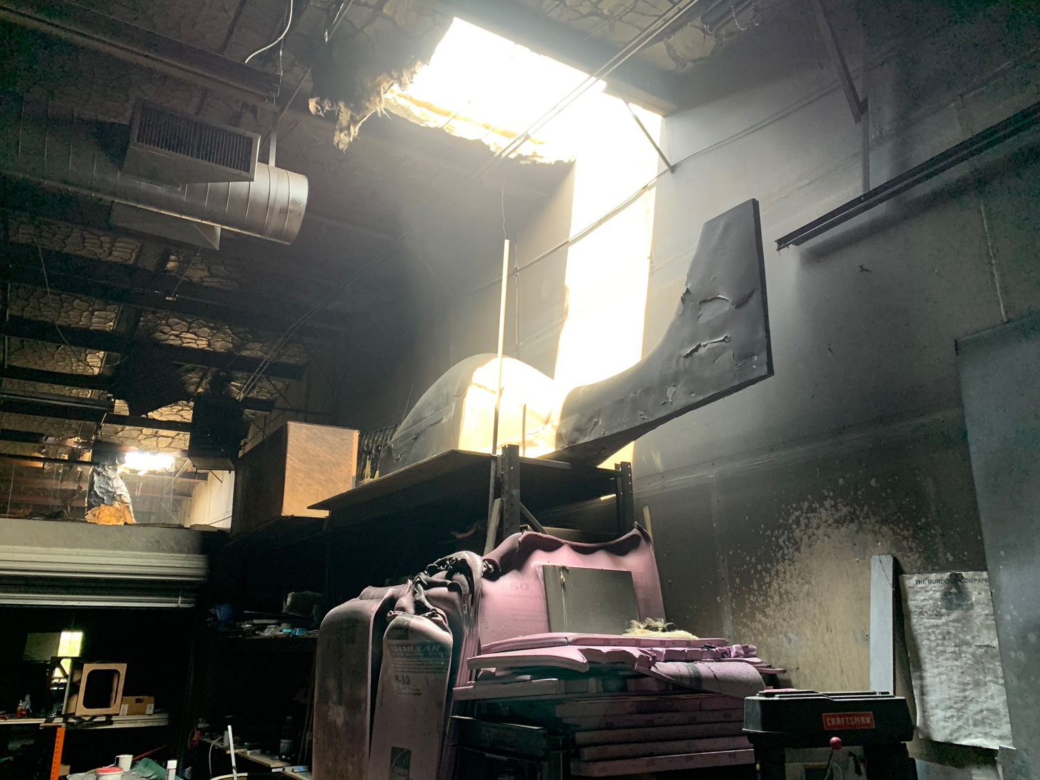 Fire damage at the Belite facility. Photo: James Wiebe/Belite.