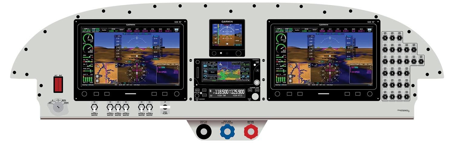 Tier 4 – This standard-IFR panel would meet the needs of most instrument-rated pilots with dual G3X screens, a GTN 650 nav/com/GPS, a second com radio, a G5 backup EFIS, transponder, and two-axis autopilot. This very nice panel will cost you around $43,000 in its pre-wired form.