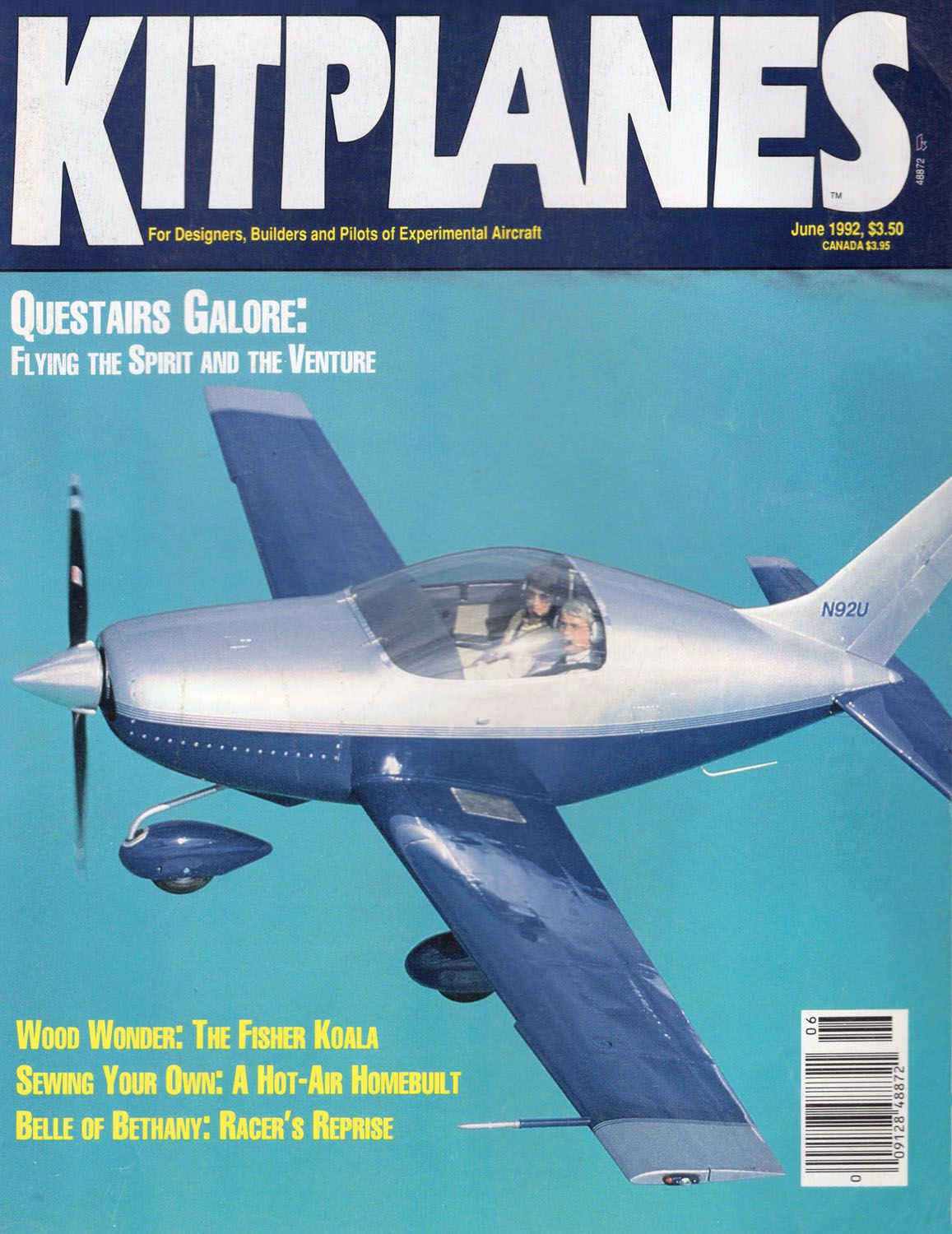 Kitplanes June 1992 cover